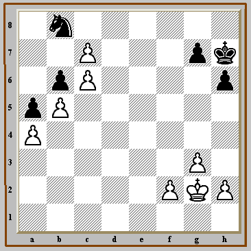 "Trapped like a rat!" despairs the Black Knight on b8.